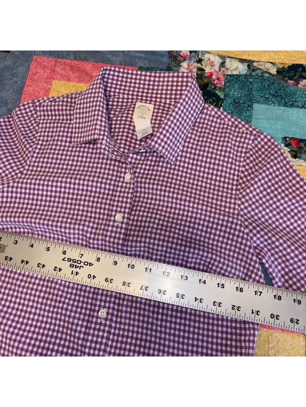 J.Crew The Perfect Shirt $79 Woman Size 2 Tall Purple Gingham Cotton ButtonDown - Picture 8 of 9